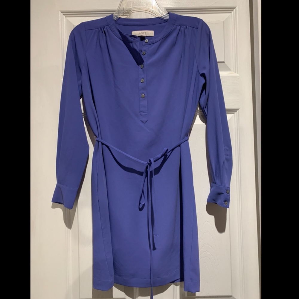 Loft indigo long sleeve dress. SZ XXS Petite